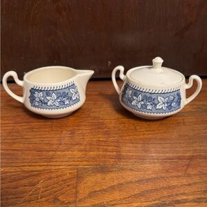 Homer Laughlin Shakespeare Country SUGAR BOWL and CREAMER  Stratwood Collection